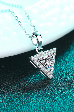 1 Carat Moissanite Encrusted Triangle Pendant Necklace - MXSTUDIO.COM
