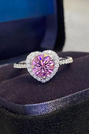 1 Carat Moissanite Pink Heart Platinum-Plated Ring - MXSTUDIO.COM