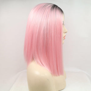 a wig with pink hair on a mannequin head
