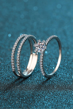 2 Piece Set Sterling Silver Moissanite Ring - MXSTUDIO.COM
