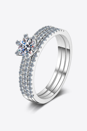 2 Piece Set Sterling Silver Moissanite Ring - MXSTUDIO.COM