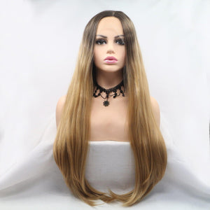 a wig with long blonde hair on a mannequin head