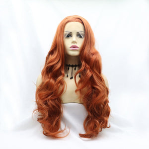 a wig with long red hair on a mannequin head