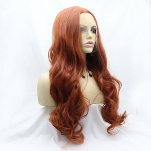 a wig with long red hair on a mannequin head