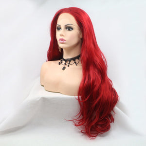 a wig with long red hair on a mannequin head