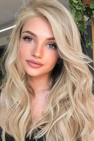 25" Blonde Long Wavy Lace Front Wig - MXSTUDIO.COM