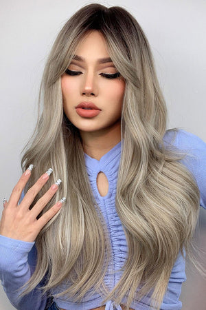 26'' Ash Blonde Balayage Wavy Full Machine Wig - MXSTUDIO.COM