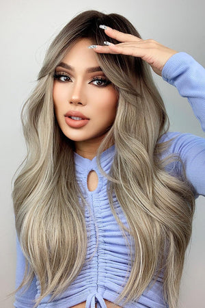 26'' Ash Blonde Balayage Wavy Full Machine Wig - MXSTUDIO.COM