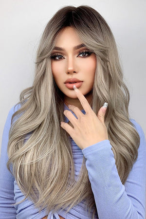 26'' Ash Blonde Balayage Wavy Full Machine Wig - MXSTUDIO.COM