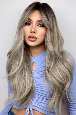26'' Ash Blonde Balayage Wavy Full Machine Wig - MXSTUDIO.COM