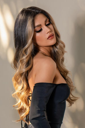 26" Brown Caramel Wavy Lace Front Wig - MXSTUDIO.COM