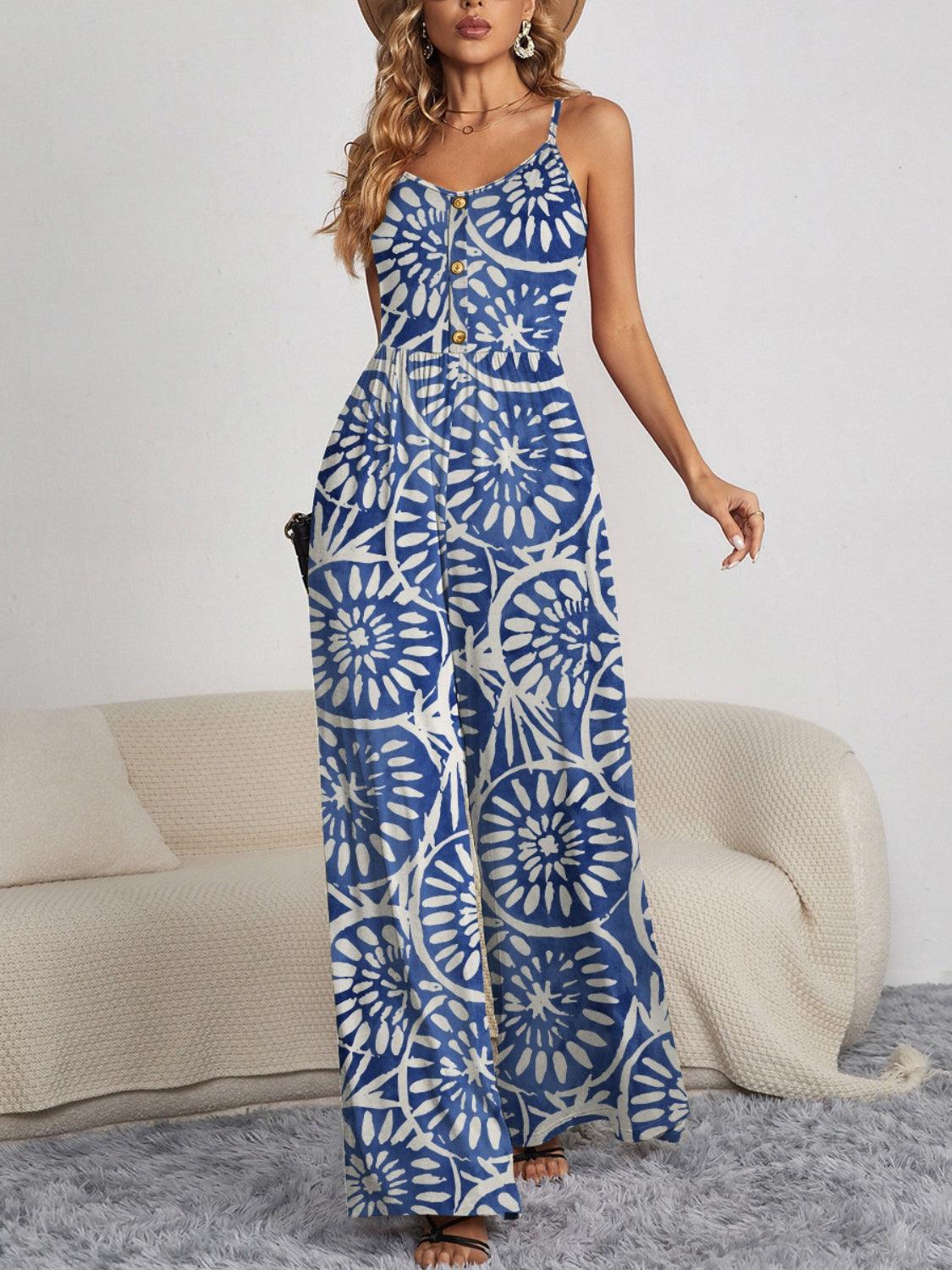 Beautiful Blooms Sleeveless Floral Wide Leg Jumpsuit - MXSTUDIO.COM