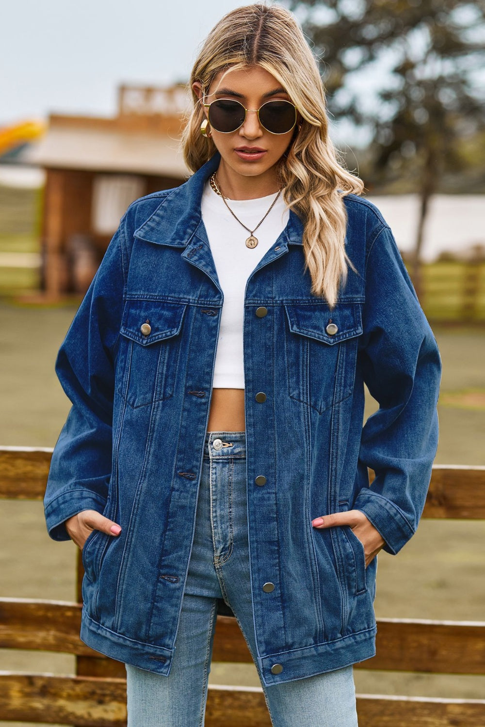 Buttoned Flap Pocket Denim Jacket
