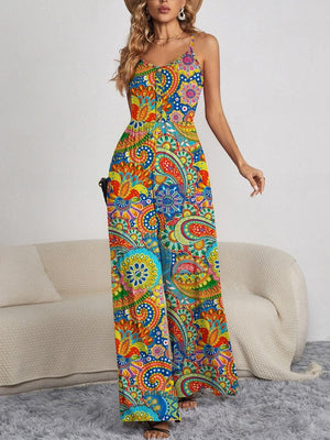 Beautiful Blooms Sleeveless Floral Wide Leg Jumpsuit - MXSTUDIO.COM