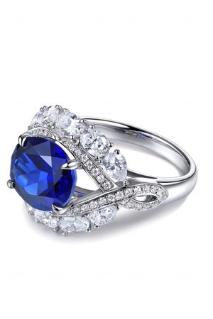 5 Carat Blue Lab-Grown Sapphire 925 Sterling Silver Ring - MXSTUDIO.COM