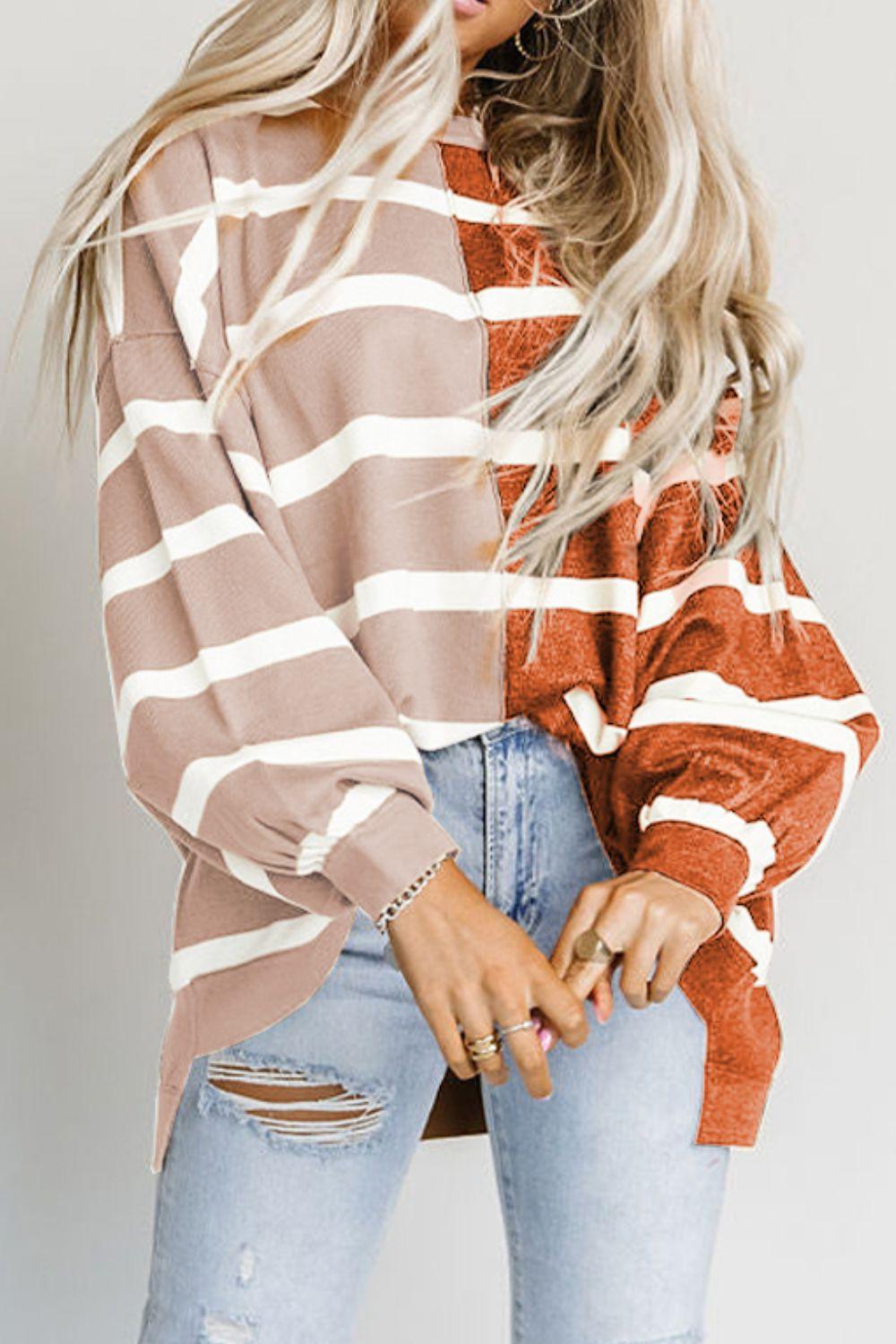 Fashion Meets Comfort Striped Drop Shoulder Top - MXSTUDIO.COM