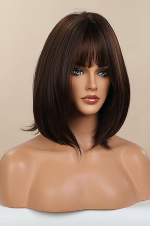 9'' Black Brown Wavy Full-Machine Wig With Bangs - MXSTUDIO.COM