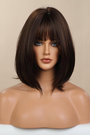 9'' Black Brown Wavy Full-Machine Wig With Bangs - MXSTUDIO.COM