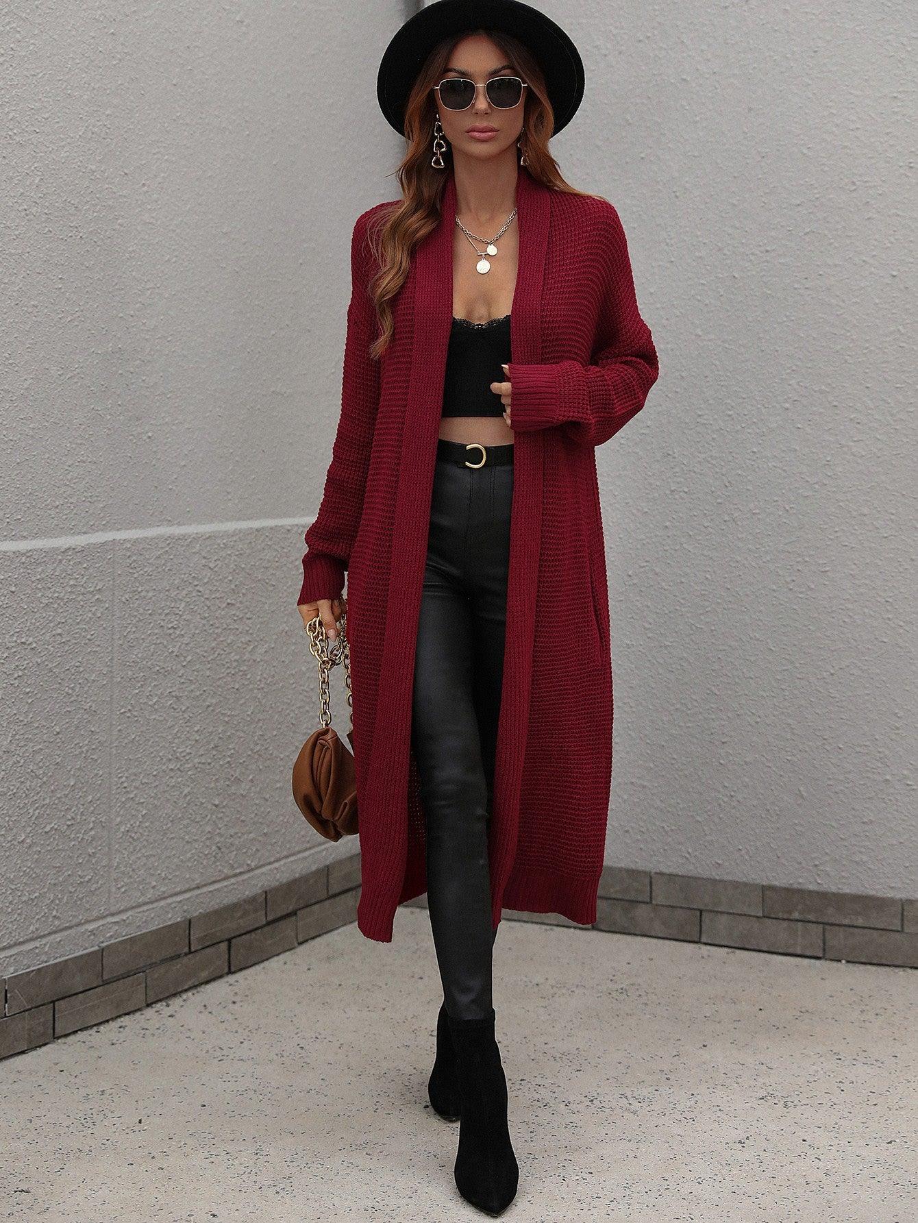 Achieve Joy Waffle Knit Open Front Duster Cardigan - MXSTUDIO.COM