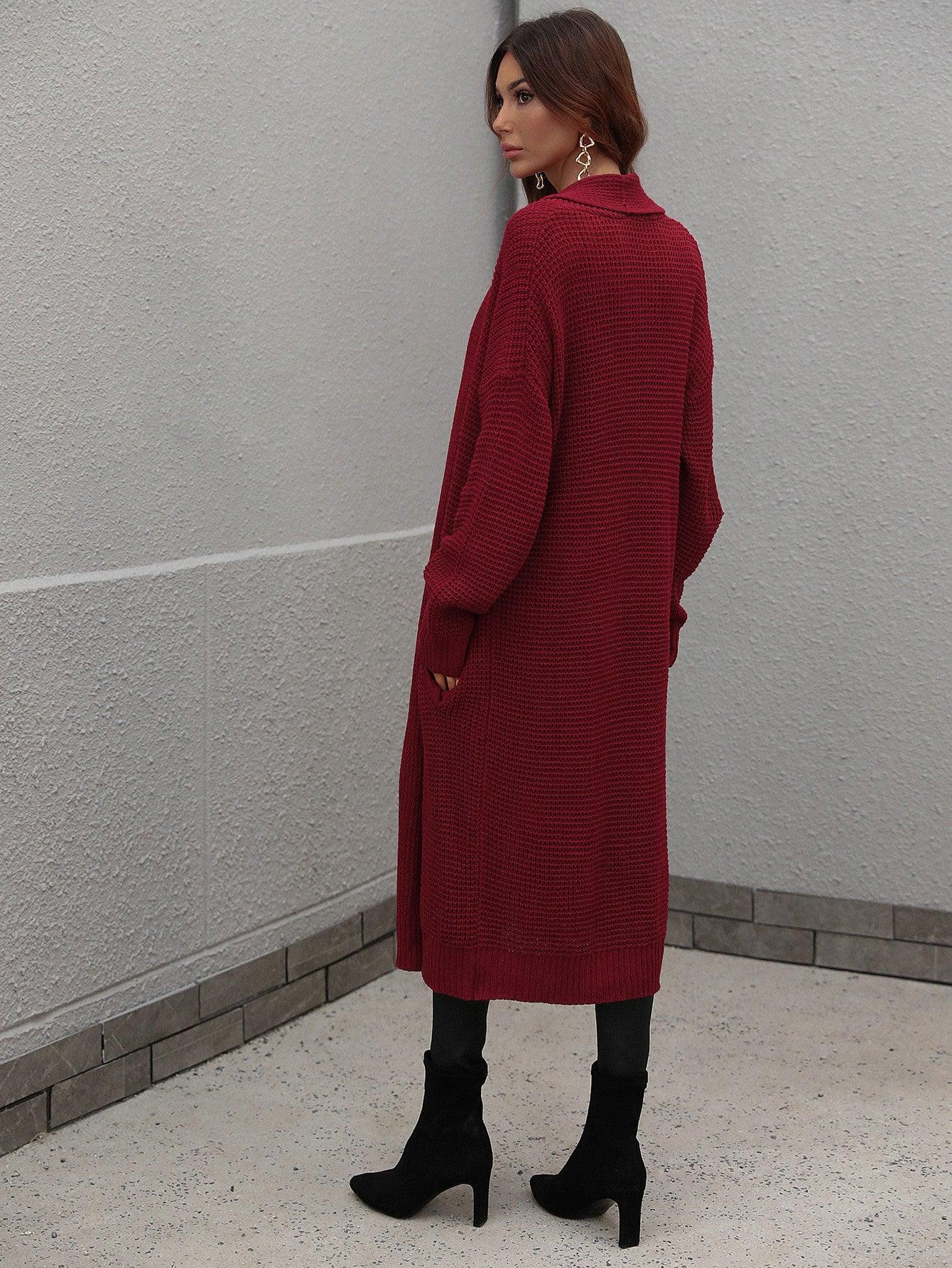 Achieve Joy Waffle Knit Open Front Duster Cardigan - MXSTUDIO.COM