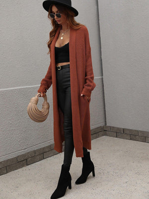 Achieve Joy Waffle Knit Open Front Duster Cardigan - MXSTUDIO.COM