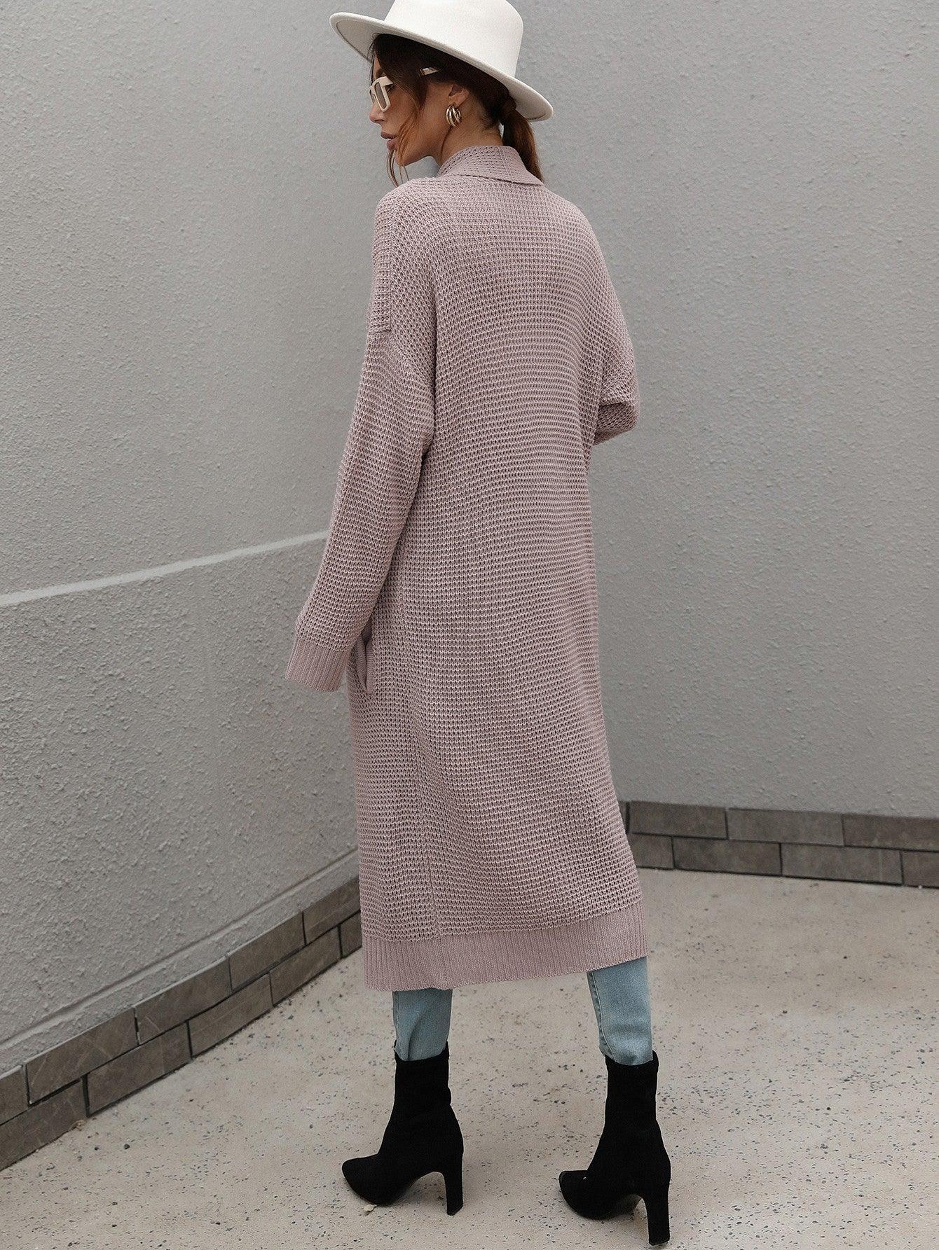 Achieve Joy Waffle Knit Open Front Duster Cardigan - MXSTUDIO.COM