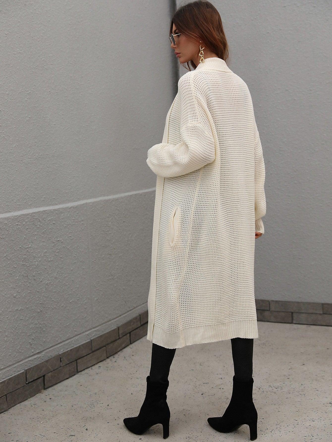 Achieve Joy Waffle Knit Open Front Duster Cardigan - MXSTUDIO.COM