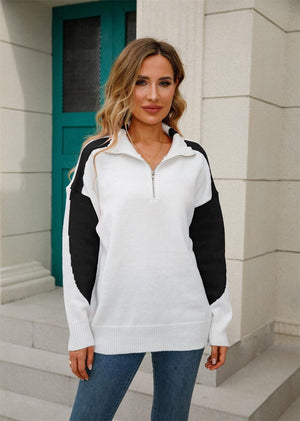 Active Color Block Zip Collared Sweatshirt - MXSTUDIO.COM