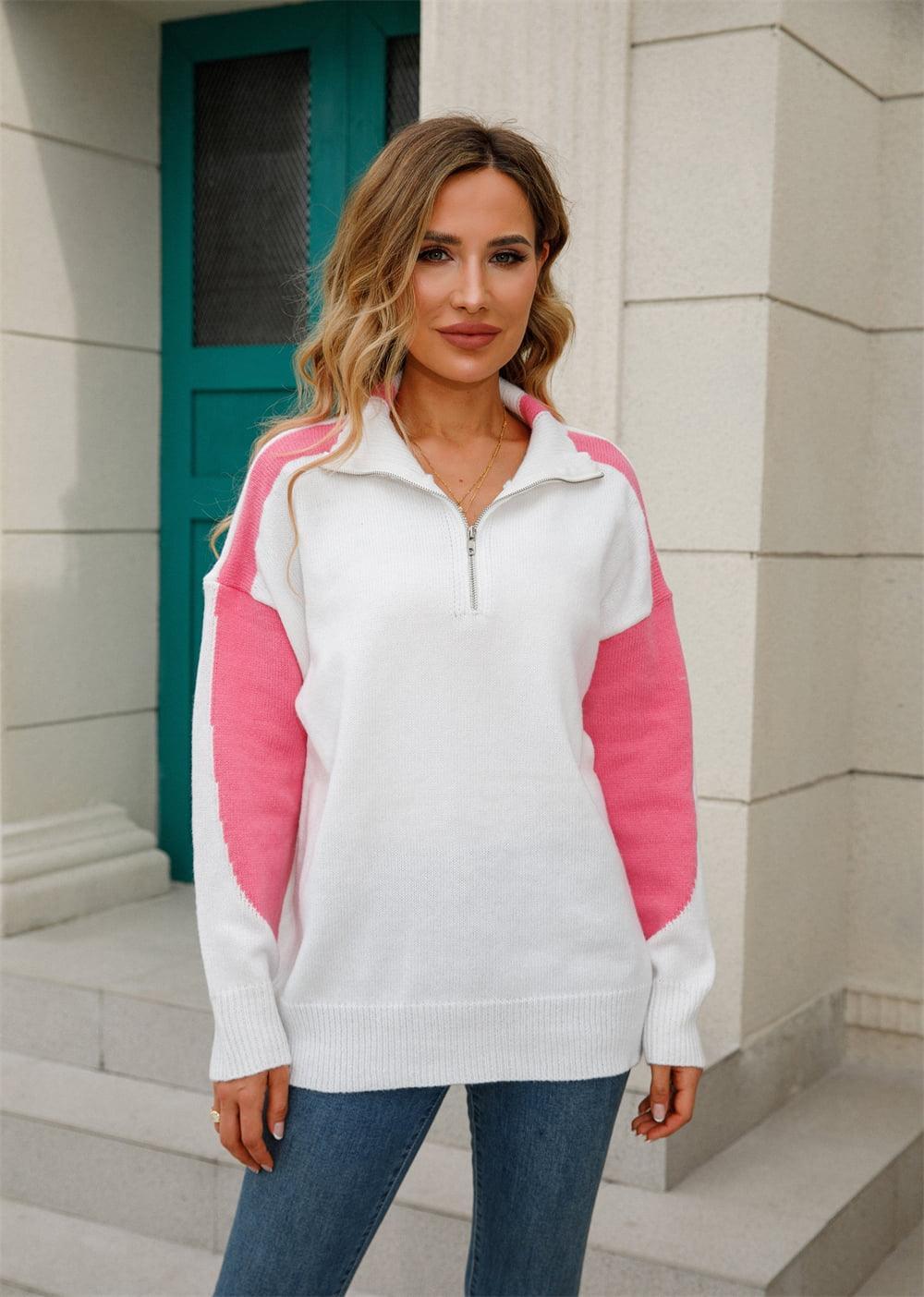 Active Color Block Zip Collared Sweatshirt - MXSTUDIO.COM