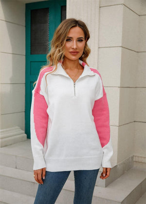 Active Color Block Zip Collared Sweatshirt - MXSTUDIO.COM