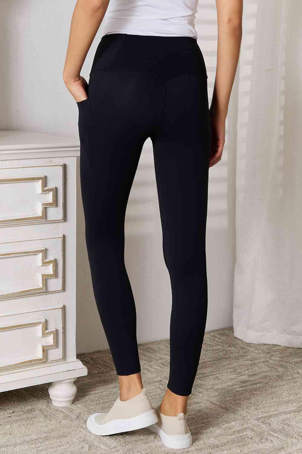 Active Routine Black Sports Wide Waistband Leggings - MXSTUDIO.COM