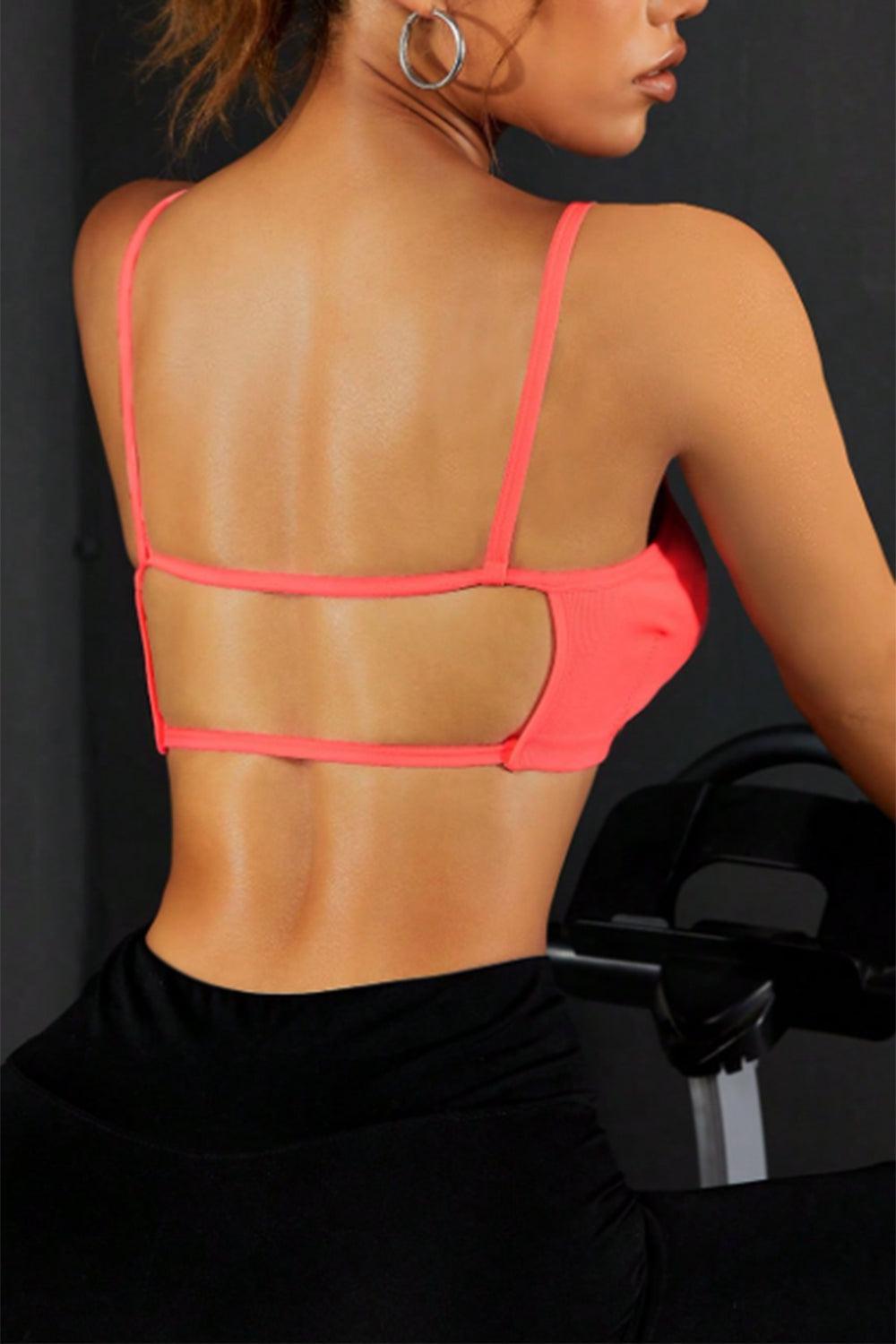 Active Seduction Backless Coral Sports Bra - MXSTUDIO.COM
