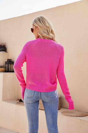 Adaptable Raglan Sleeve Button Front Cardigan - MXSTUDIO.COM