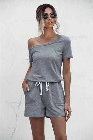 Adaptable Tie Waist One Shoulder Romper - MXSTUDIO.COM