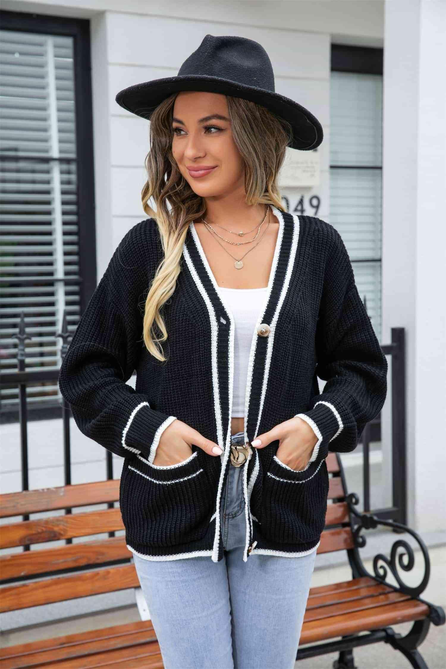Adaptable V-Neck Waffle Knit Cardigan - MXSTUDIO.COM