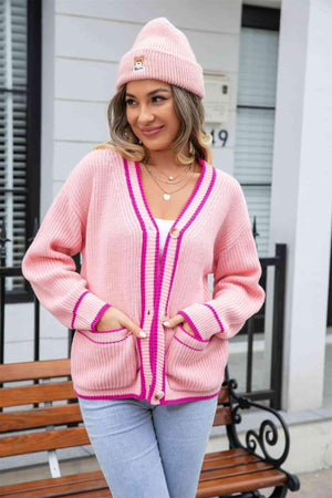 Adaptable V-Neck Waffle Knit Cardigan - MXSTUDIO.COM