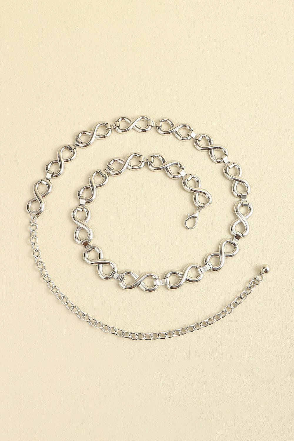 Adjustable Alloy Lobster Clasp Silver Chain Belt - MXSTUDIO.COM