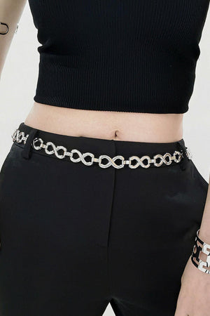 Adjustable Alloy Lobster Clasp Silver Chain Belt - MXSTUDIO.COM
