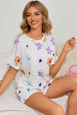 Admire Your Style Floral Print White Lounge Set - MXSTUDIO.COM