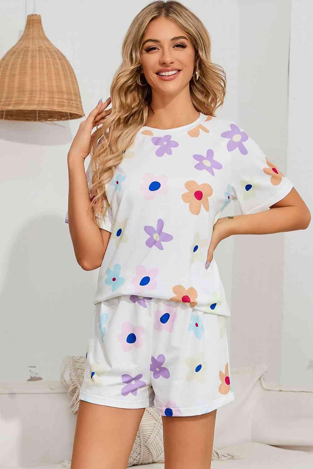 Admire Your Style Floral Print White Lounge Set - MXSTUDIO.COM
