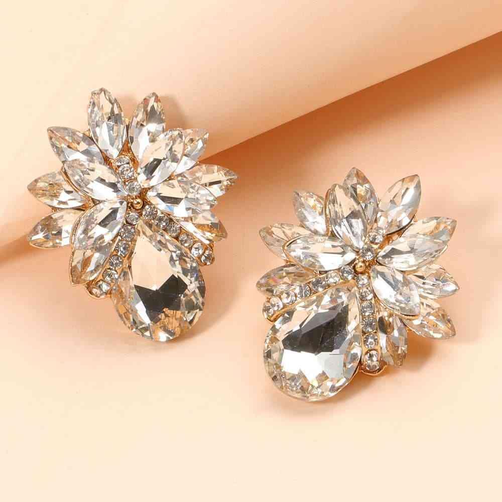 Adorable Glass Stone Flower Stud Earrings-MXSTUDIO.COM