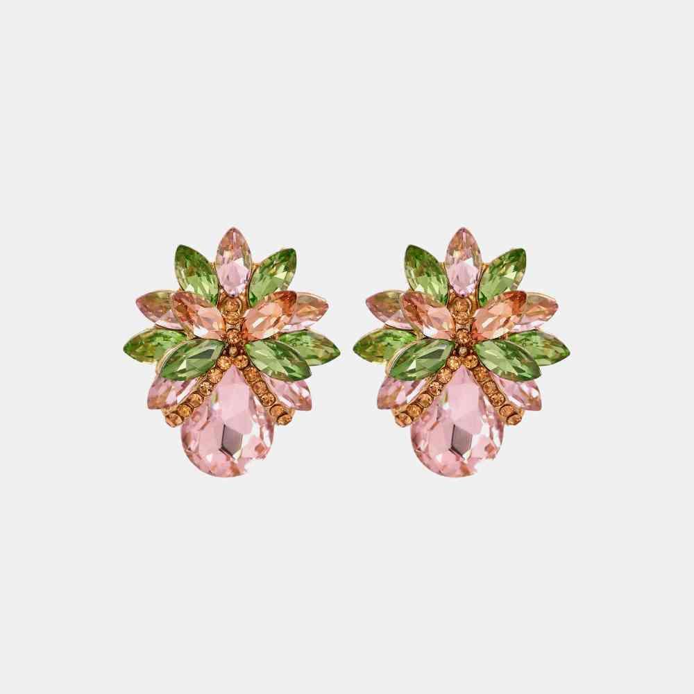 Adorable Glass Stone Flower Stud Earrings-MXSTUDIO.COM