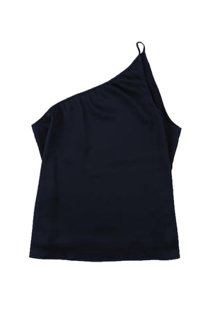 Adorably Chic Sleeveless Black One Shoulder Tank - MXSTUDIO.COM