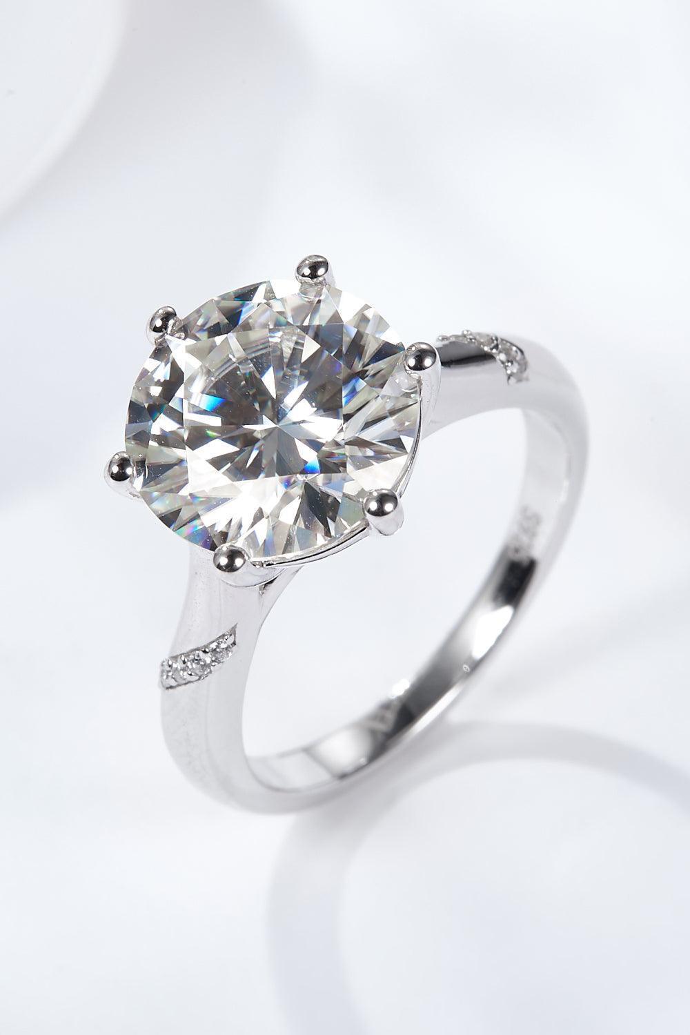 Adored Solitaire 5 Carat Moissanite Ring Platinum-Plated - MXSTUDIO.COM