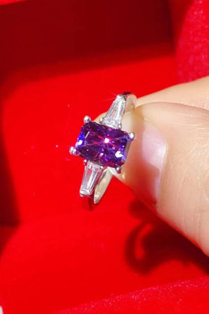 Ageless 1 Carat Purple Moissanite Ring Platinum-Plated - MXSTUDIO.COM