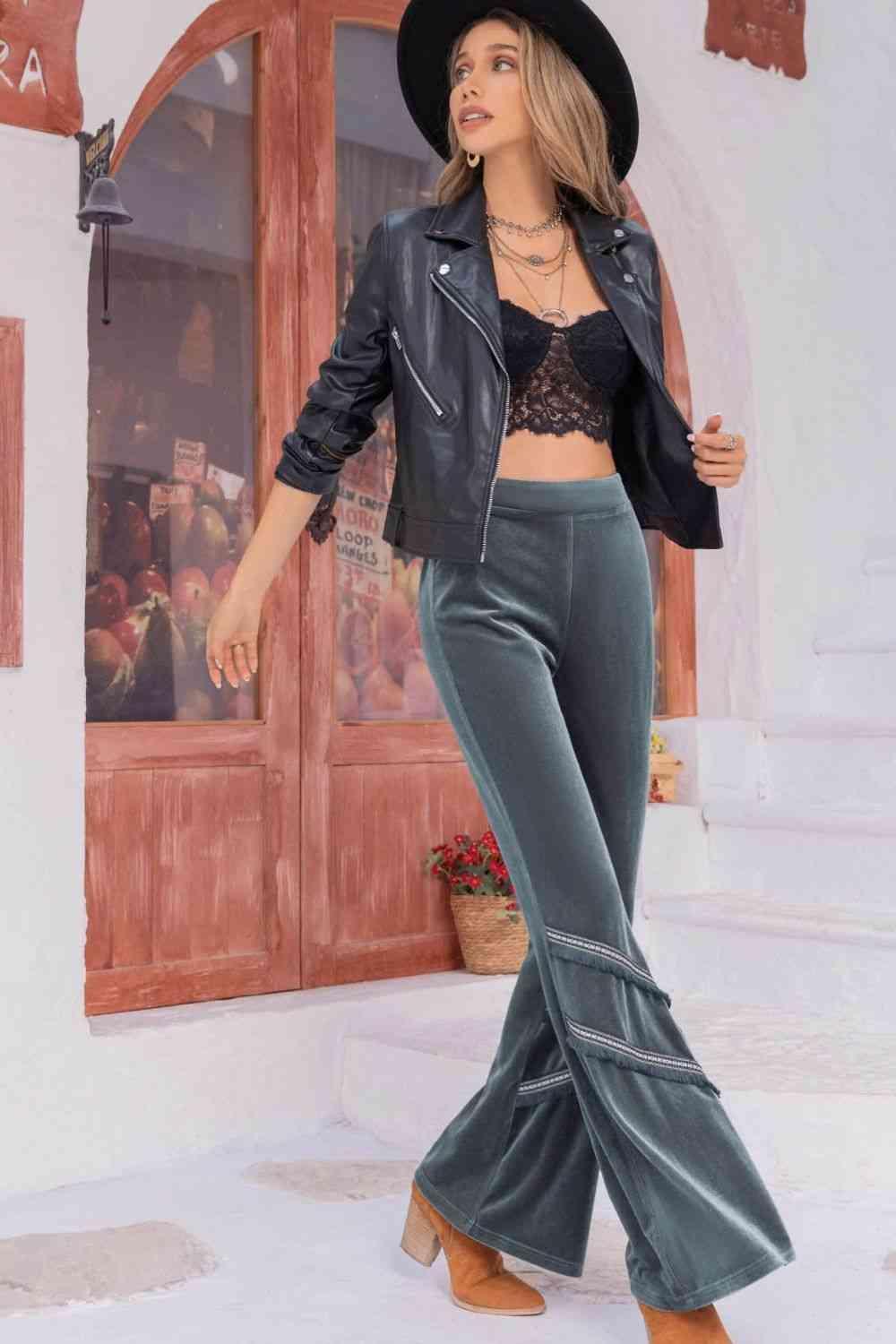 Ageless Fashion Long Gray Wide Leg Pants - MXSTUDIO.COM