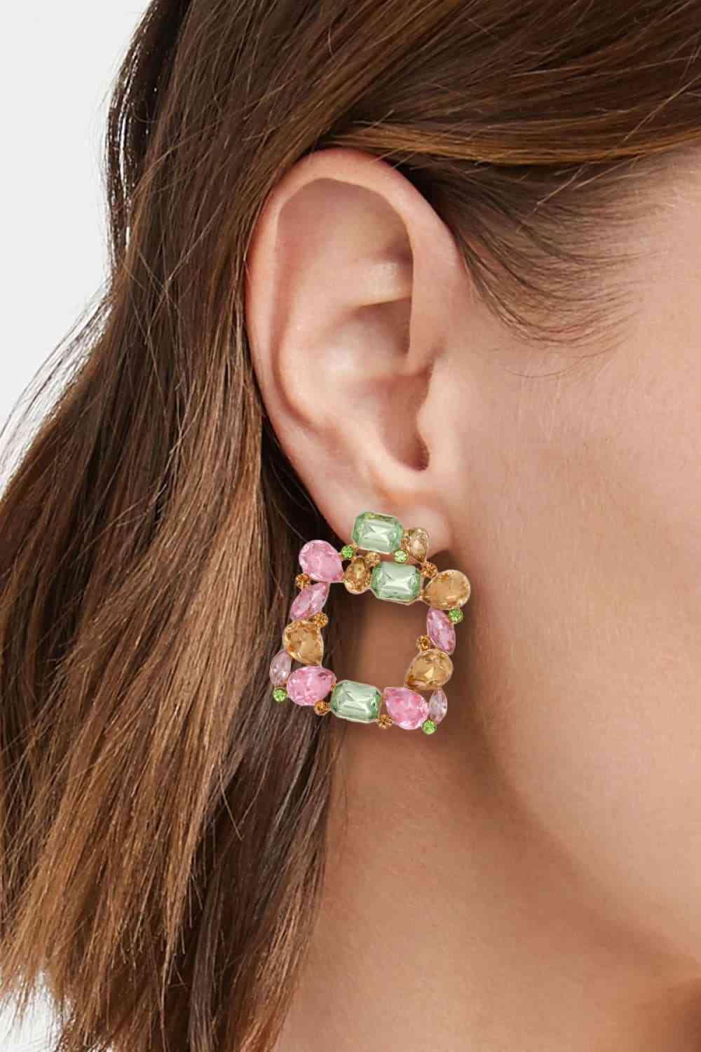 Ageless Glam Zinc Alloy Geometric Dangle Earrings-MXSTUDIO.COM