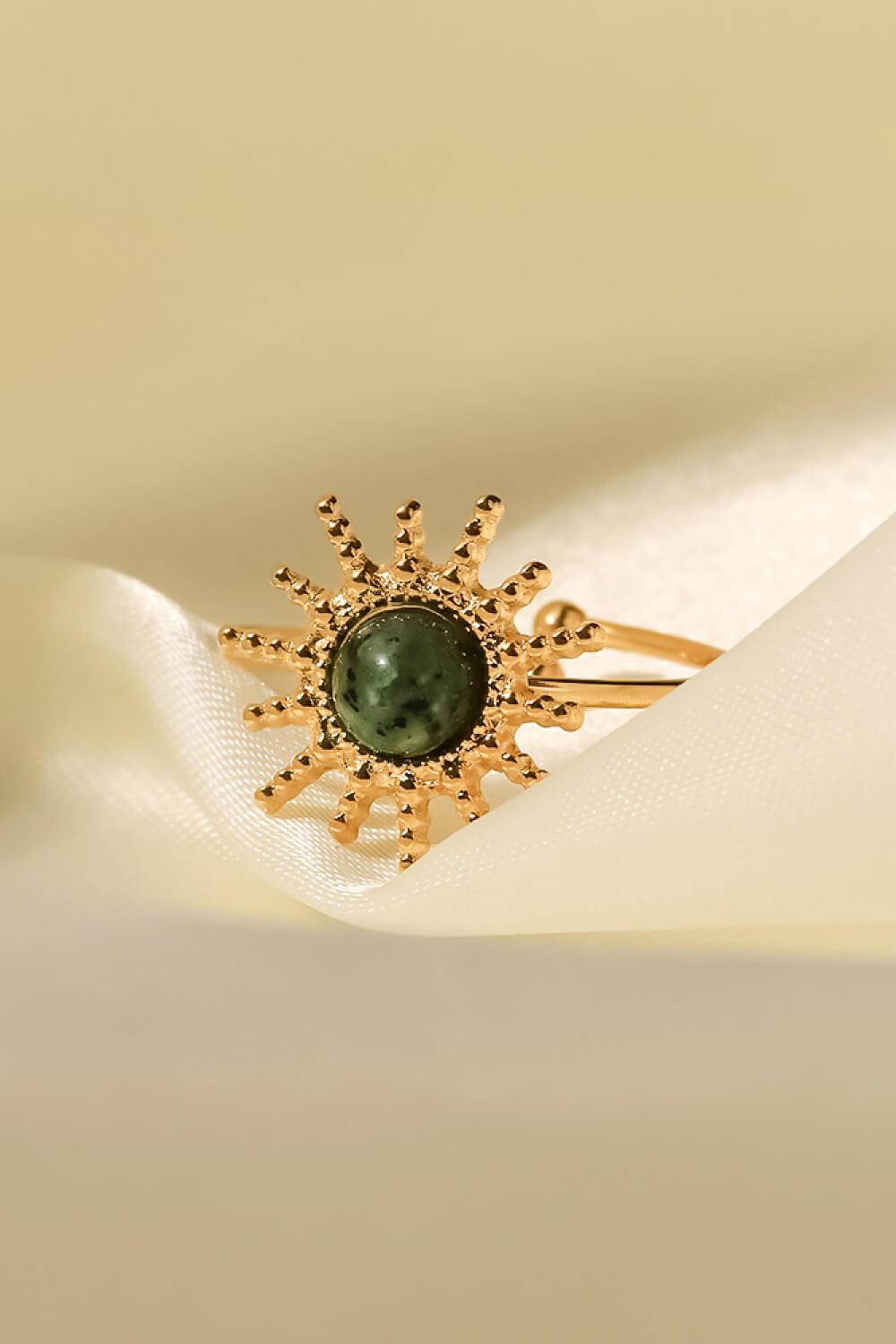 Natural Stone Sun Shape Open Ring - MXSTUDIO.COM