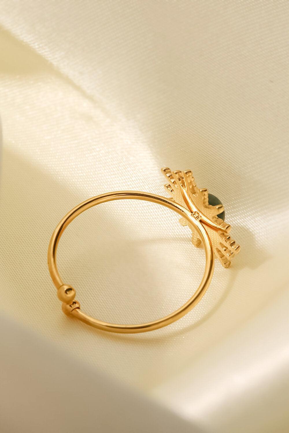 Natural Stone Sun Shape Open Ring - MXSTUDIO.COM