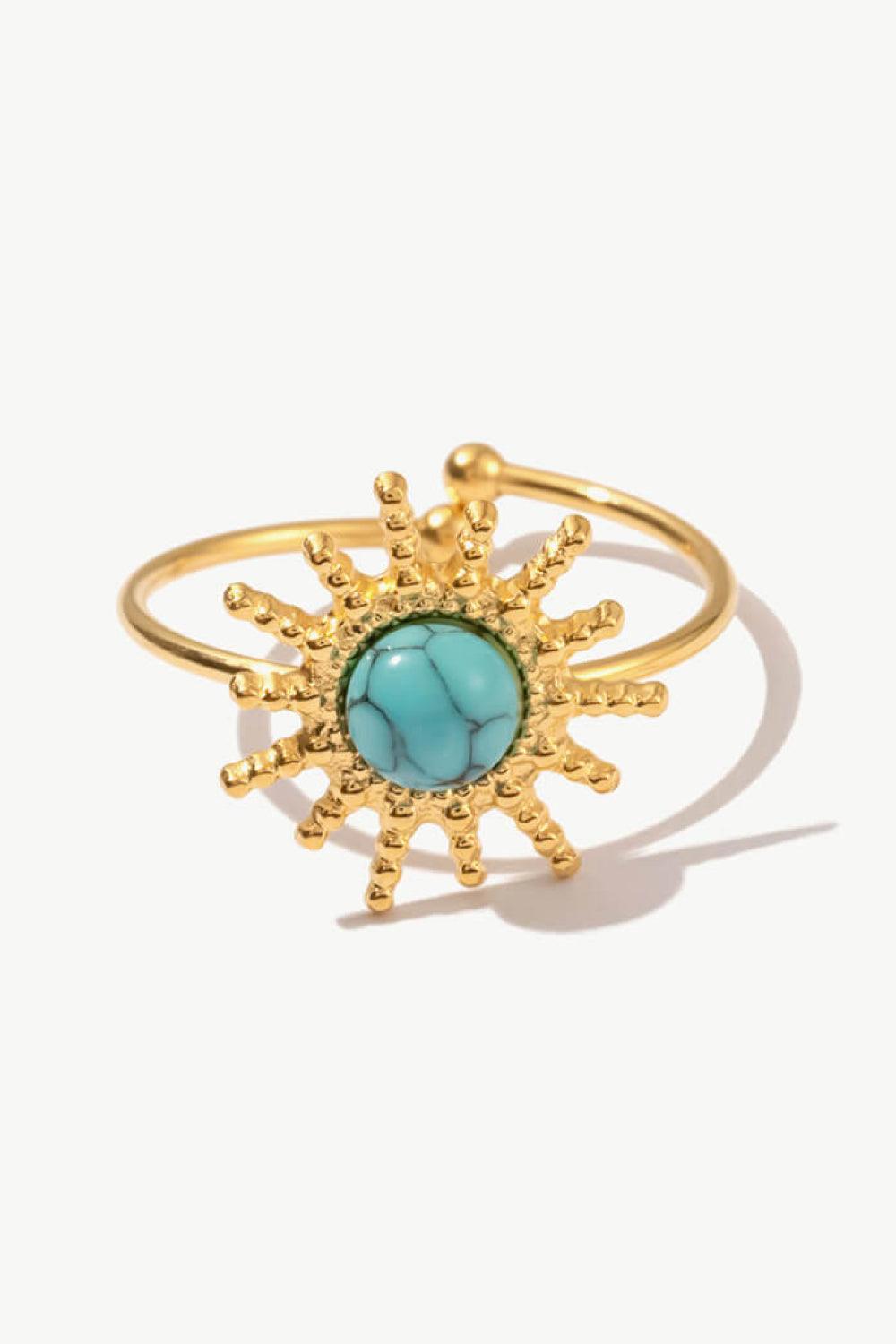Natural Stone Sun Shape Open Ring - MXSTUDIO.COM
